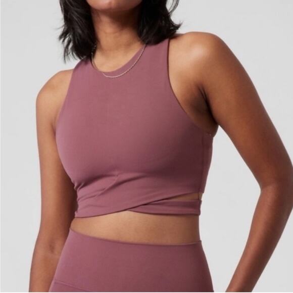 Athleta | NEW Conscious Cut Out Crop Sports Bra Workout Yoga Racerback D-DD L - Picture 1 of 12
